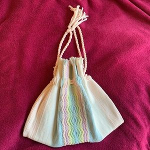 Vintage Rainbow woven hang bag